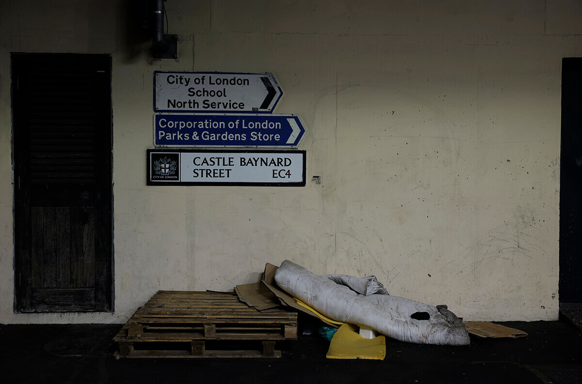 Images of homeless people in London