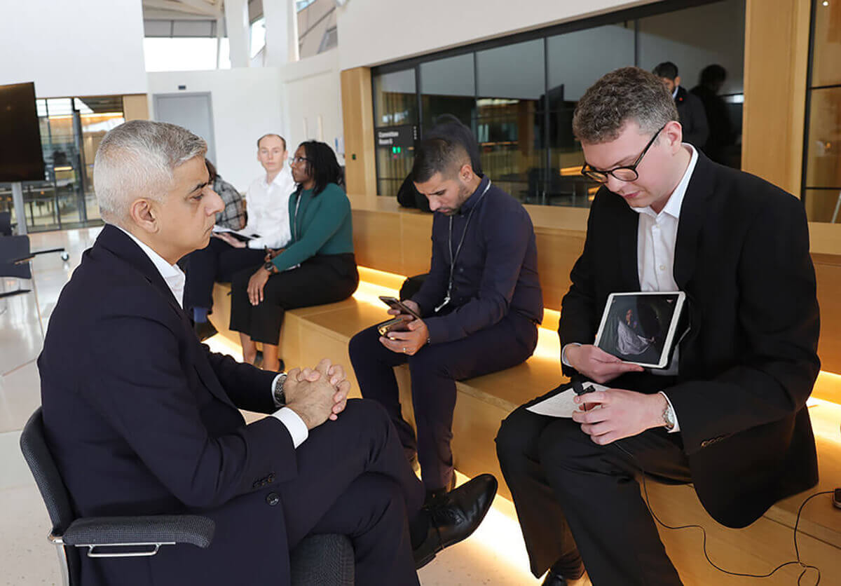 Mayor of London, Sadiq Khan, and MyLondon reporter Adam Toms