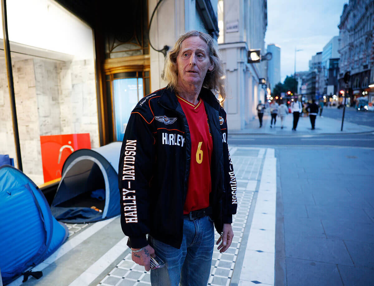 Images of homeless people in London