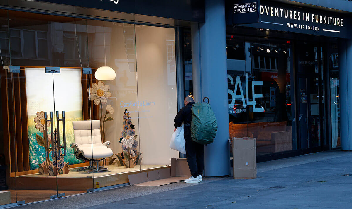 Images of homeless people in London